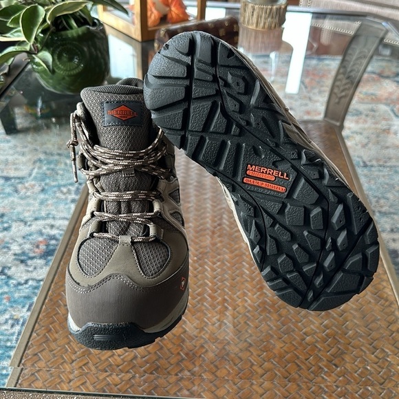 Merrell Women's Siren Mid Waterproof Alloy Toe Work Boots at-Brindle/Boulder 8 - Picture 5 of 9